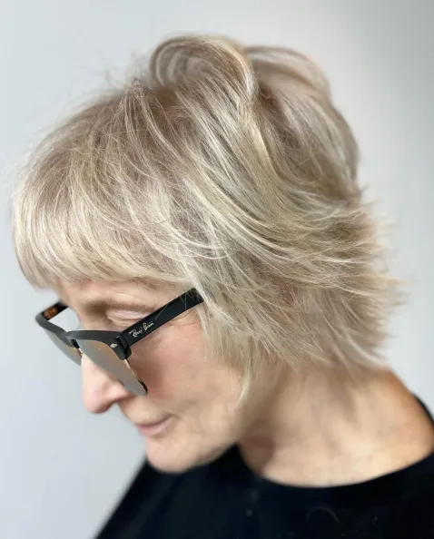 Short Platinum Mullet for Mature Women