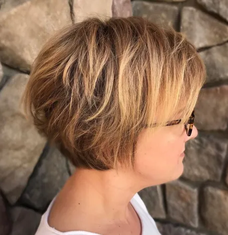Short Razored Honey Blonde Bob