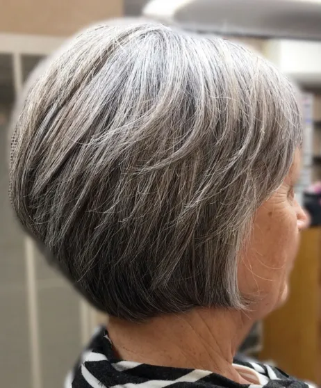 Short Salt and Pepper Cut with Wispy Layers
