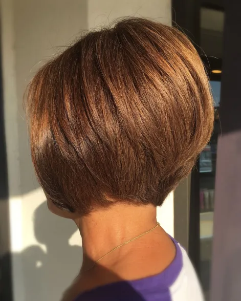 Short Stacked Bronzed Brown Bob