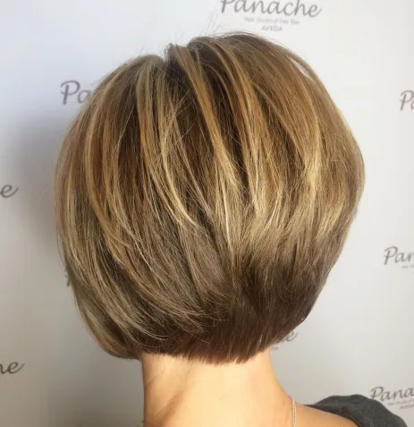 Short Stacked Dark Blonde Bob