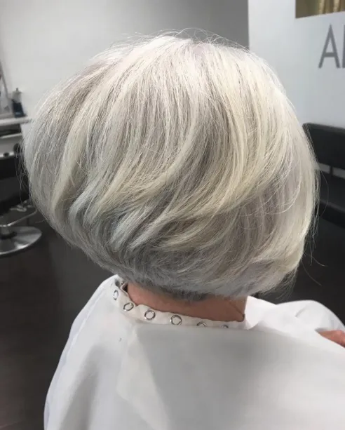 Short Stacked Gray and White Bob