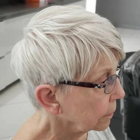 Short White Choppy Cut for Straight Hair