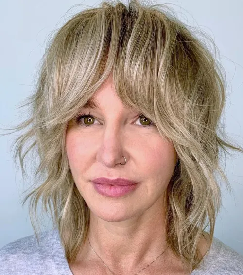 Shoulder Length Hair with Curtain Bangs