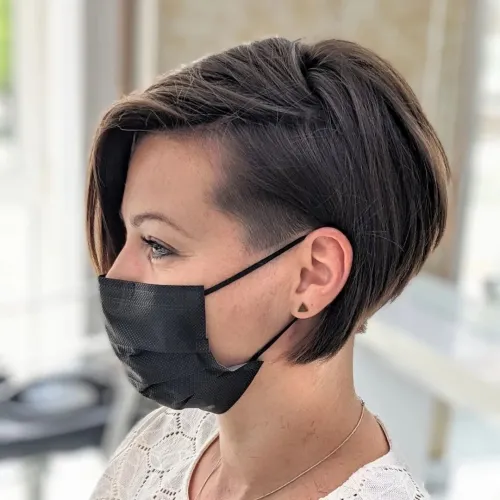Side Parted Pixie Bob Haircut