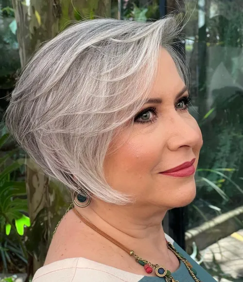 Side Swept Inverted Bob with Stacked Layers