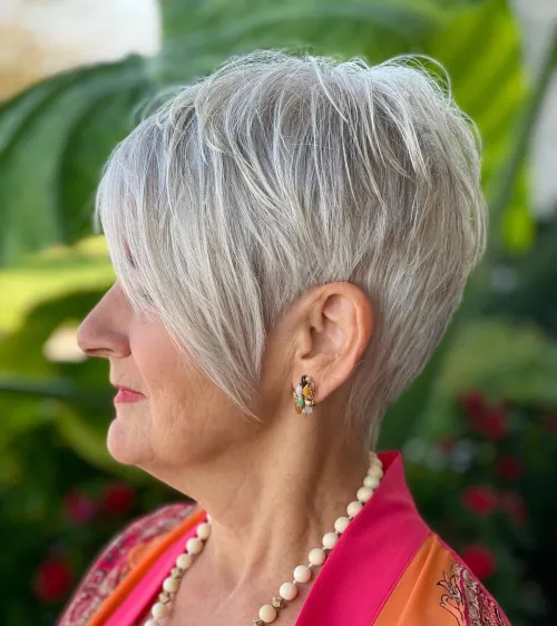 Silver Pixie Cut with Razored Layers