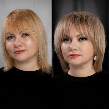 Sleek Layered Cut for Round Faces