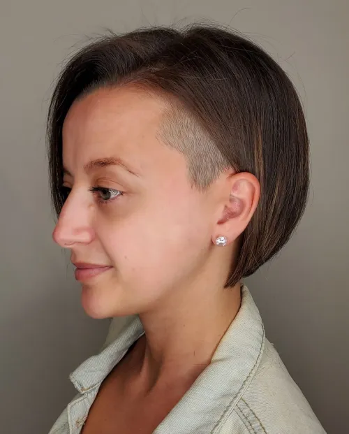 Sleek Short Bob with Shaved Temple