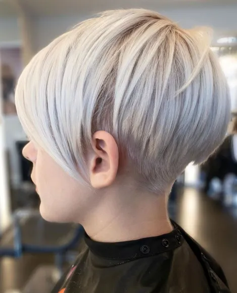 Sleek Silver Undercut Pixie