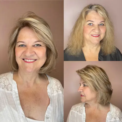 Smooth Long Bob with Blonde Highlights