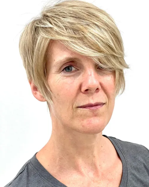 Tapered Pixie Cut with Long Bangs