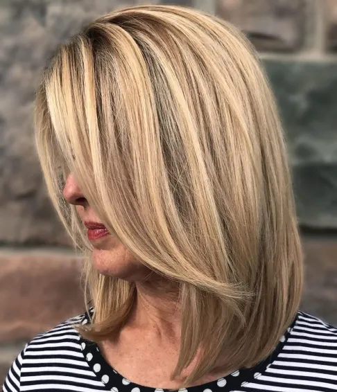 Trendy Long Bob for 40 Year Olds
