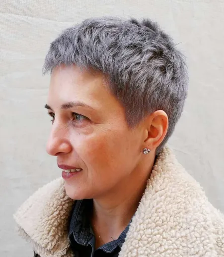 Very Short Textured Gray Hairstyle