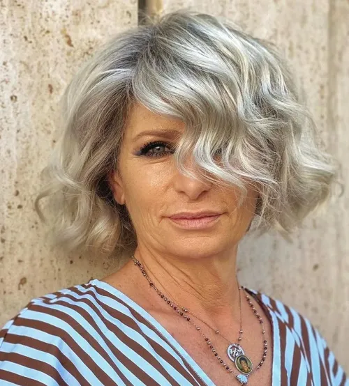 Wavy Bob for Gray Hair