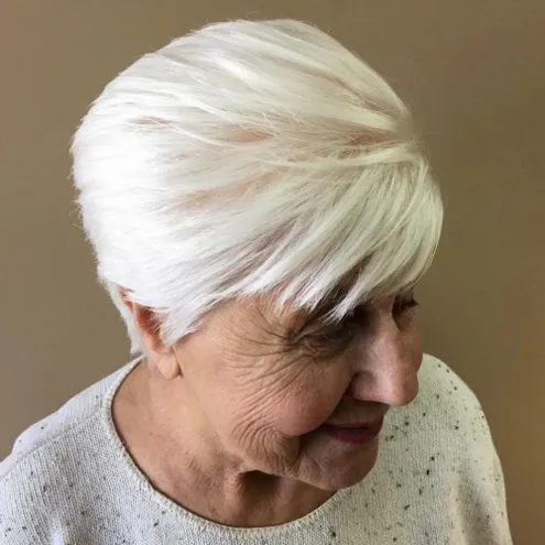 White Hair with Side Bangs
