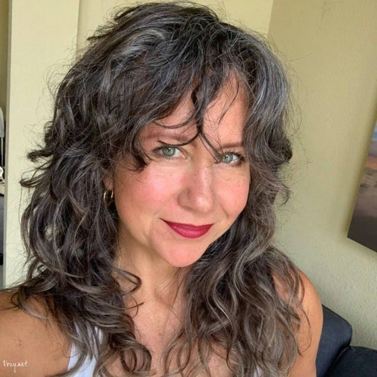 a medium shag bob for women over 60