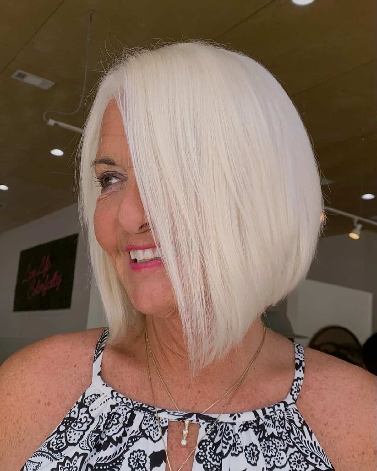 angled bob for women in their 50s