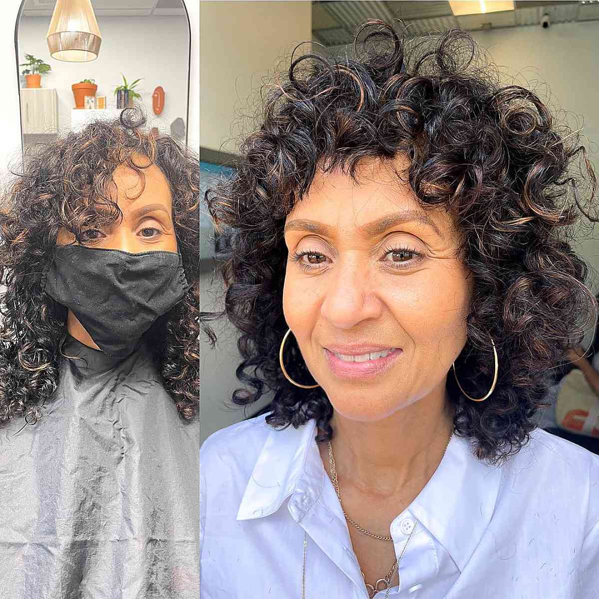big curls on shoulder length hair