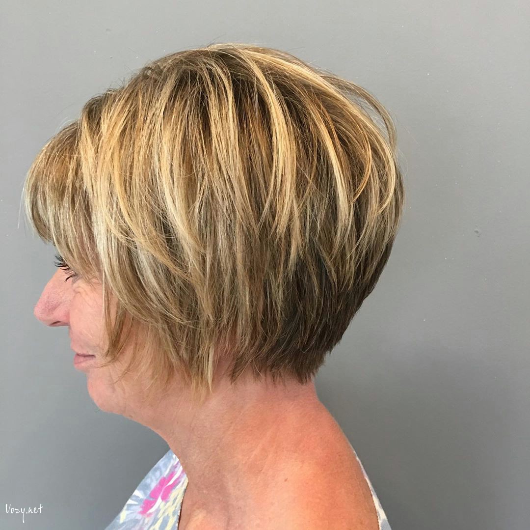 blonde crop for 50 year old woman with thick hair