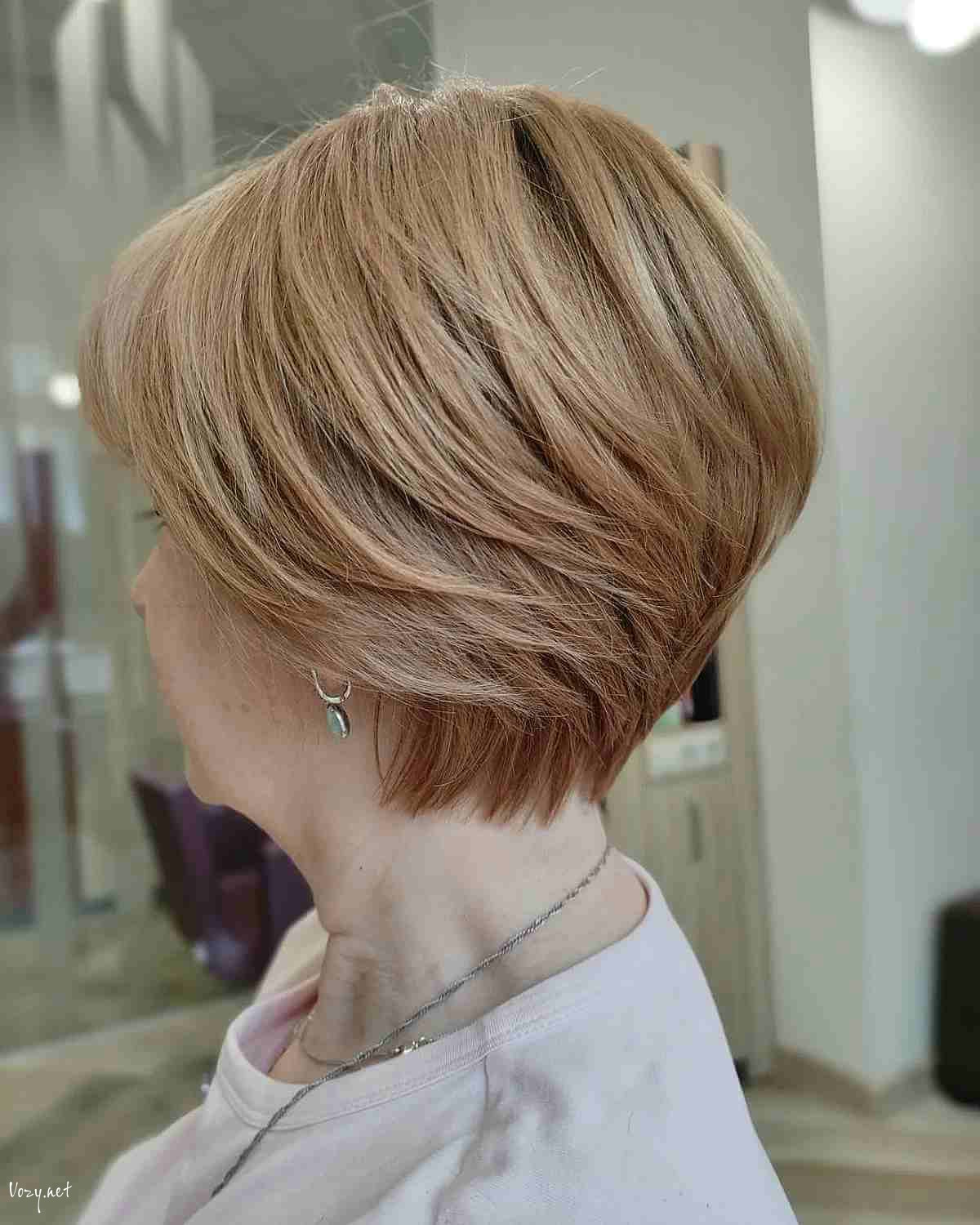 blonde feathered bob for 50 year olds with thick hair