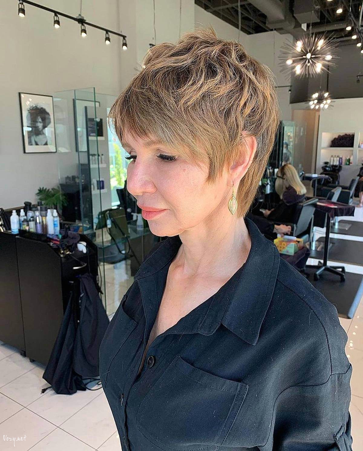blonde pixie shag for ladies 50 and over
