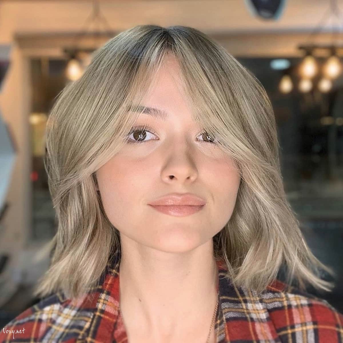 bob for thin hair with curtain bangs