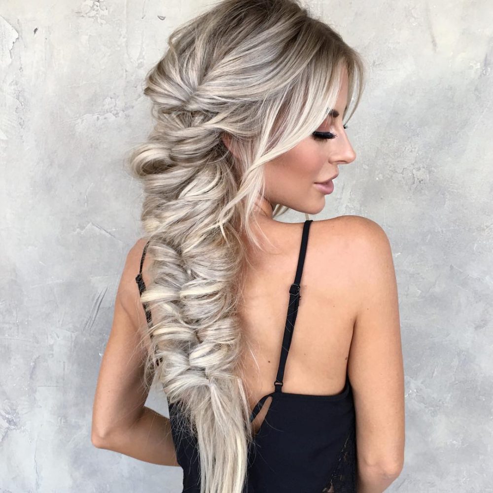 braided ponytail with bangs