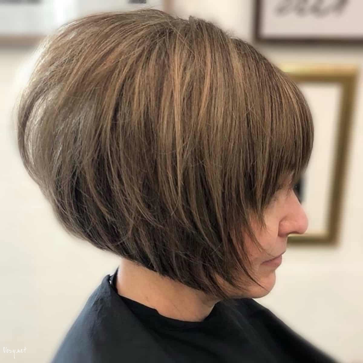 chin length inverted bob with layers for fifty year old women