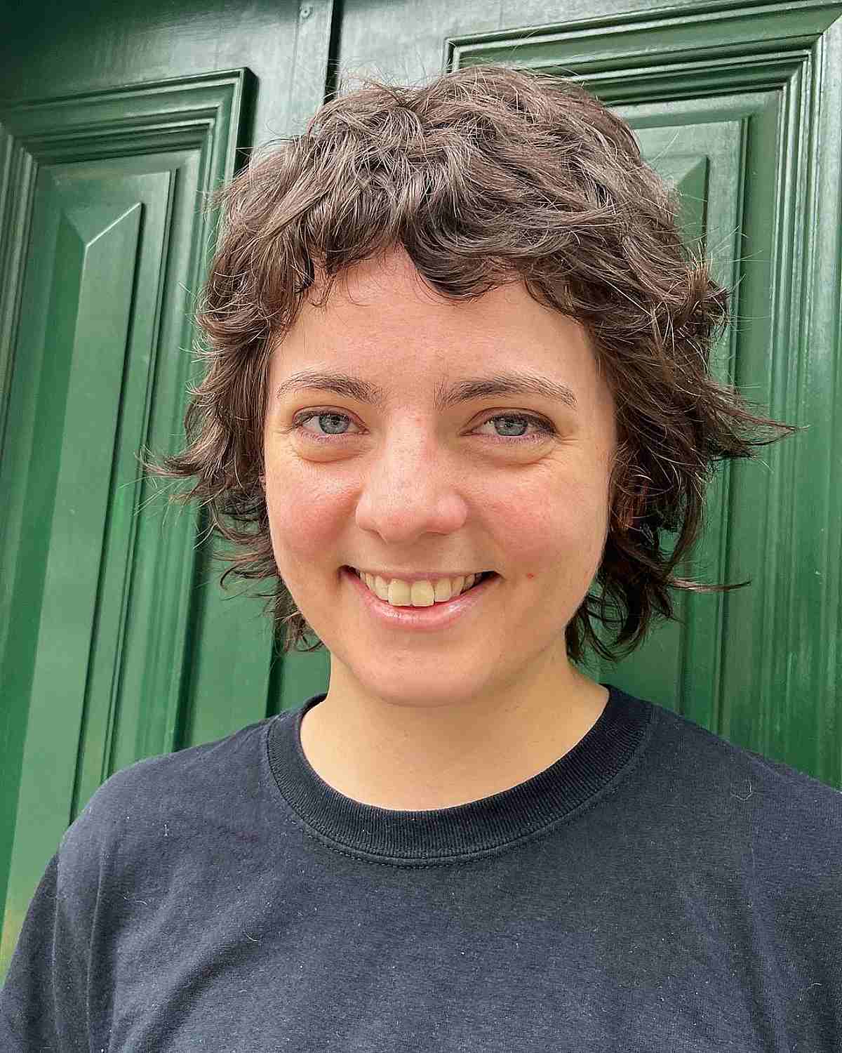 chin length textured shaggy crop with very short layers