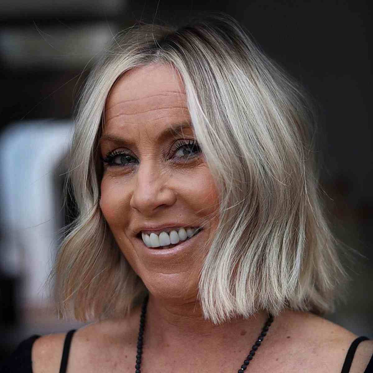 chopped and blonde bob for ladies in their 50s