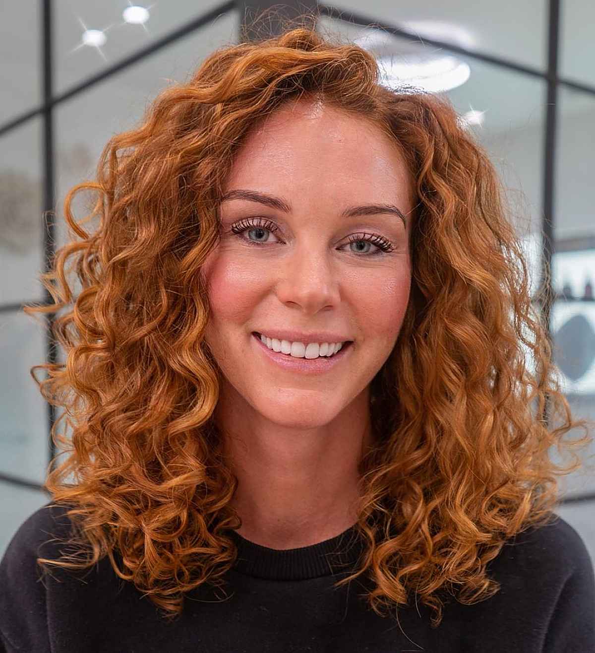 copper curls for mid length hair