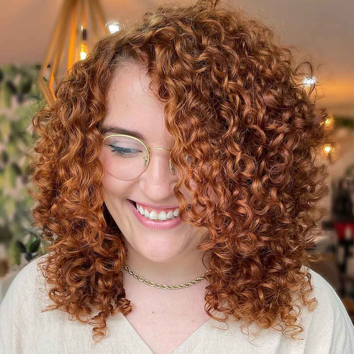 curly and thicker shoulder length hair