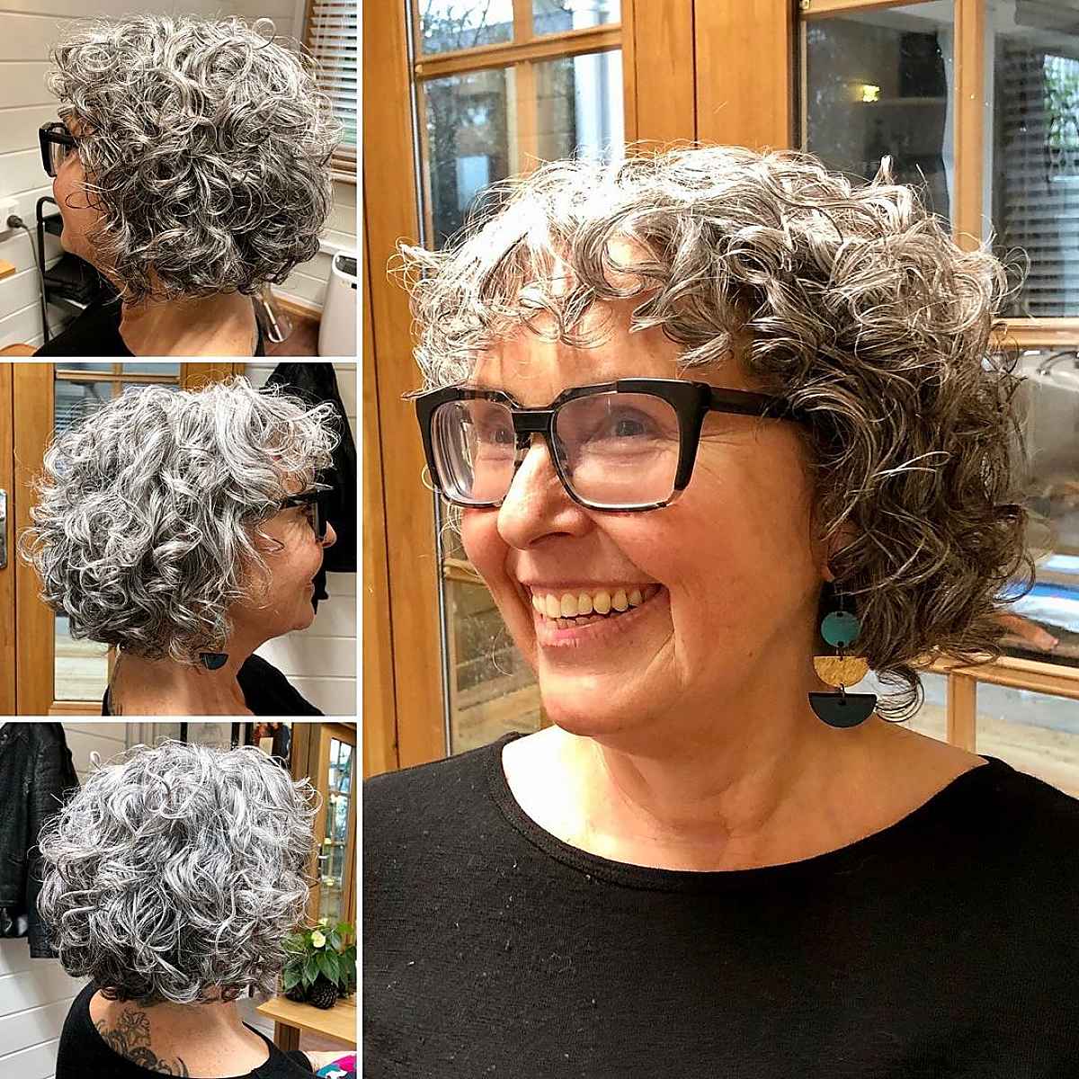 curly bob with bangs for older women with curly hair