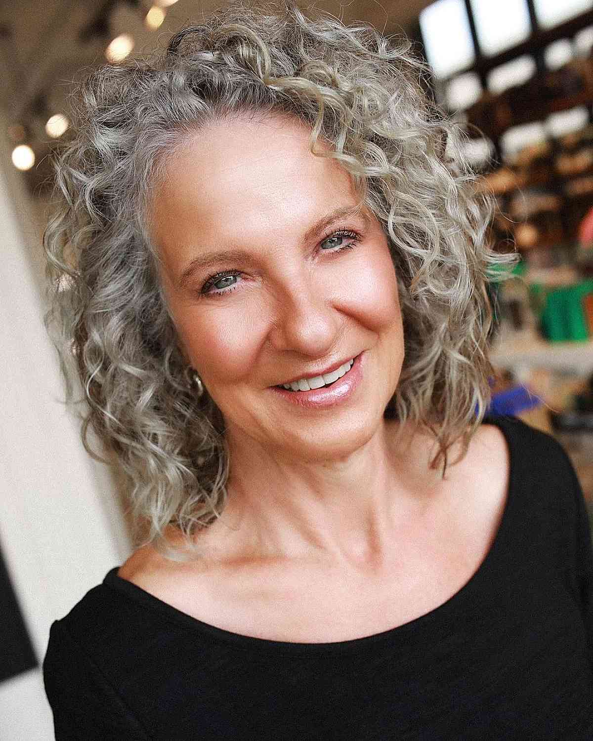cute curly cut for older women