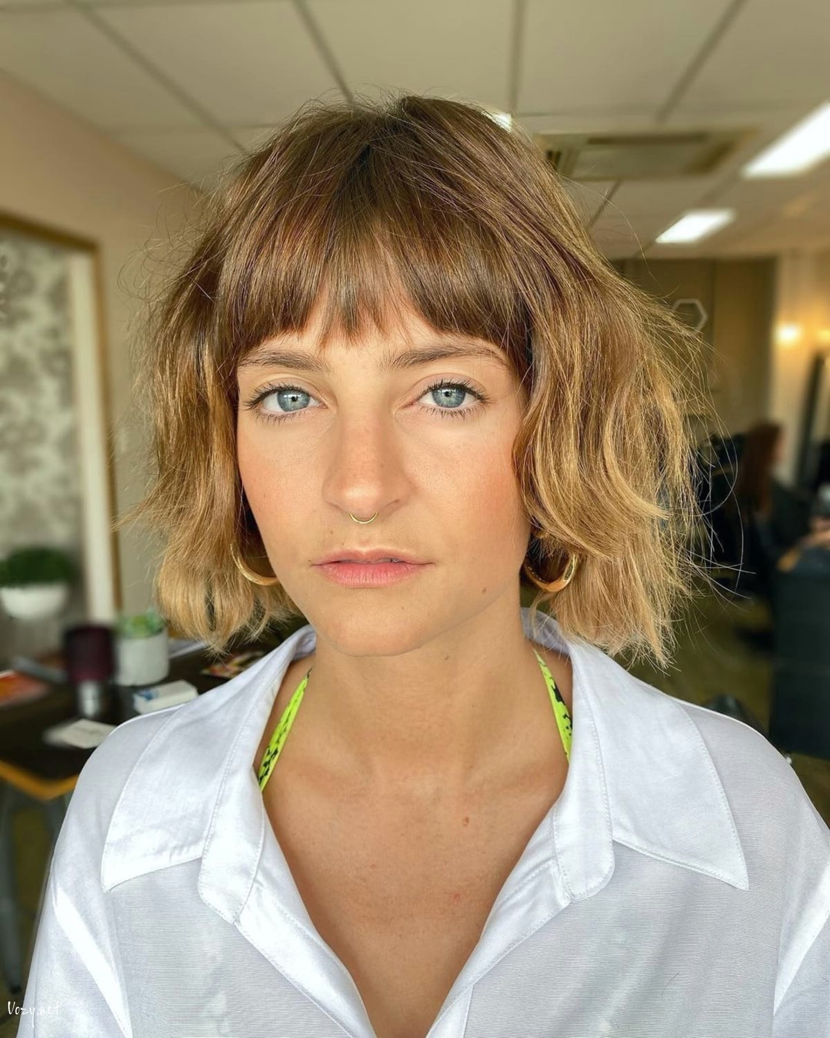cute short blunt shag haircut with bangs