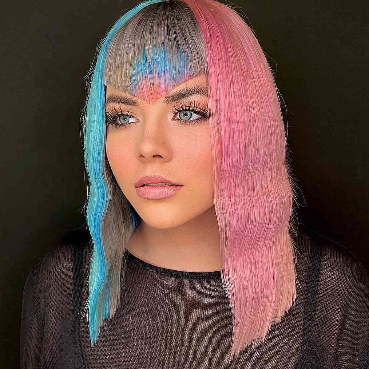 edgy amazing colored mid length hair