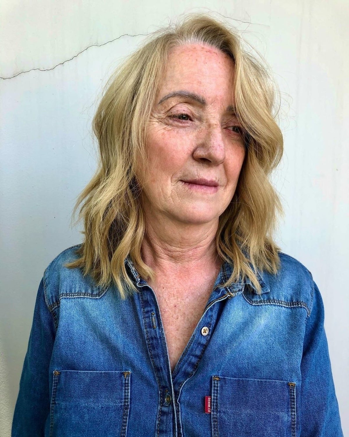 edgy lob with beach waves for senior citizens