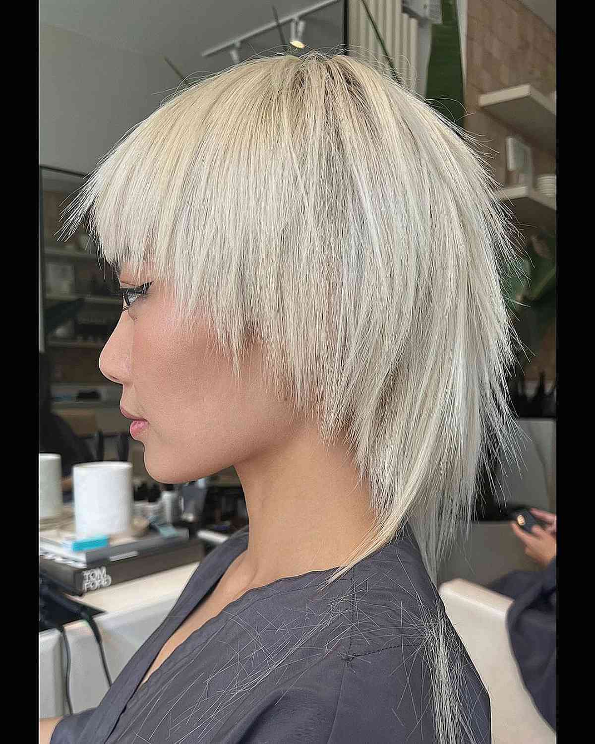 edgy punk rock platinum mullet