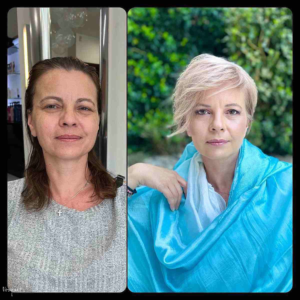 effortless side swept style for shorter haired ladies over 50