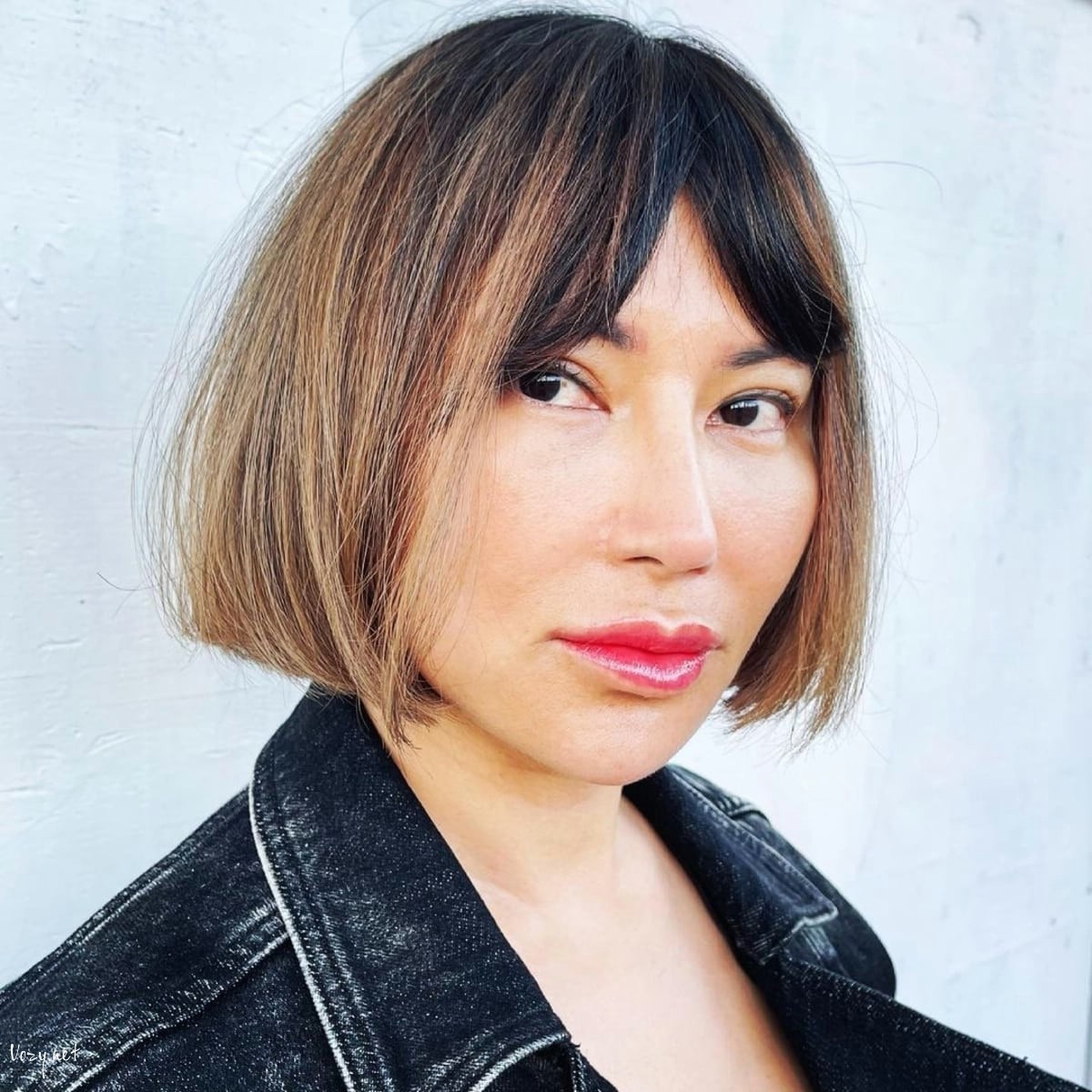 french blunt bob with curtain bangs
