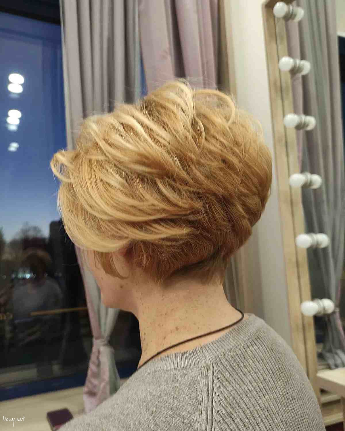 graduated and feathered layers for ladies over 50 with thick hair