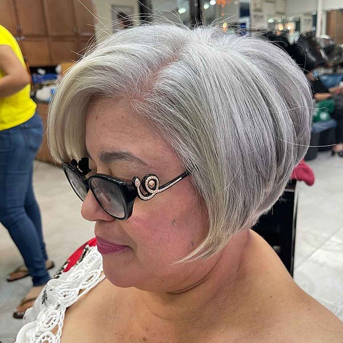 grey colored wedge cut for older women over 60