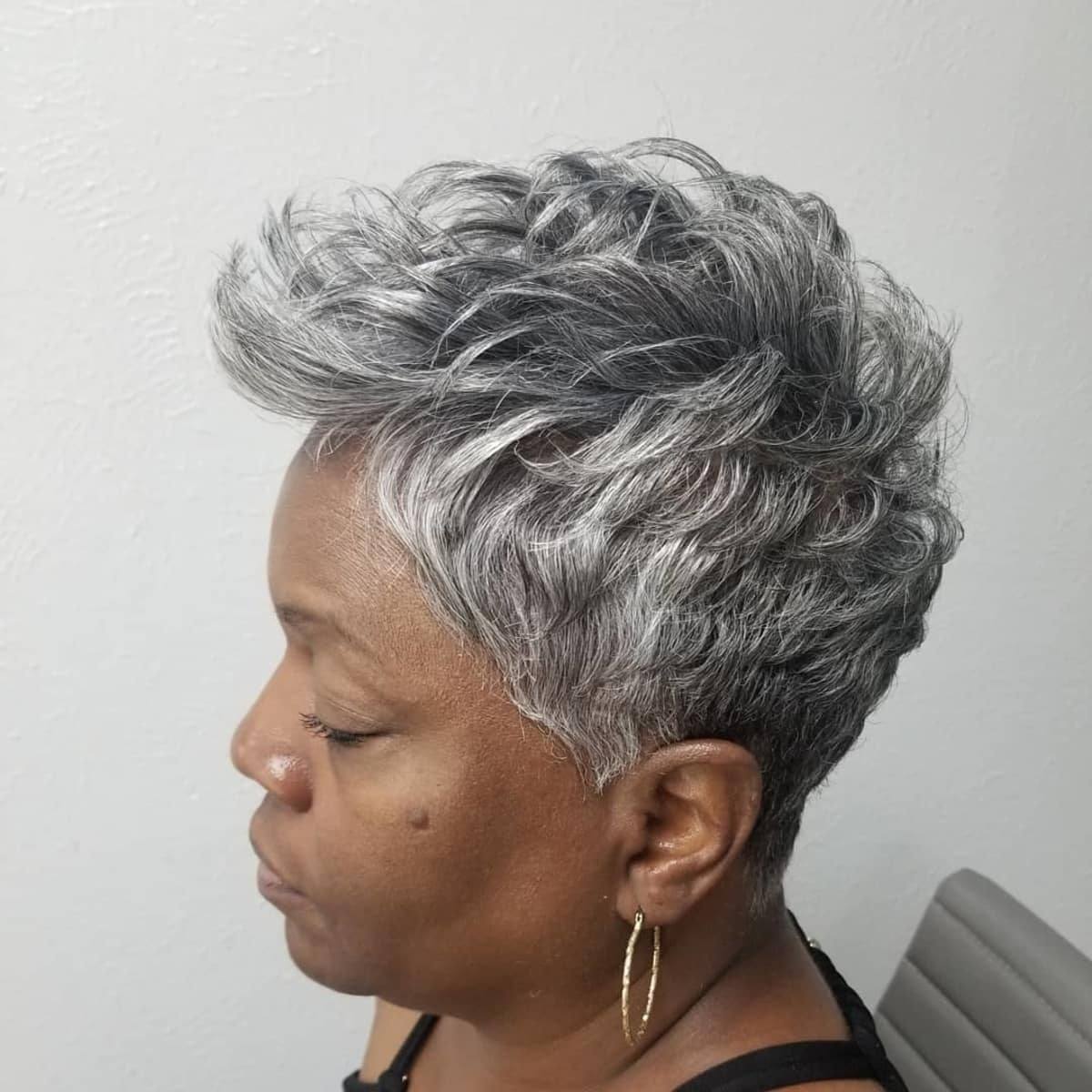 grey pixie cut for 50 black women