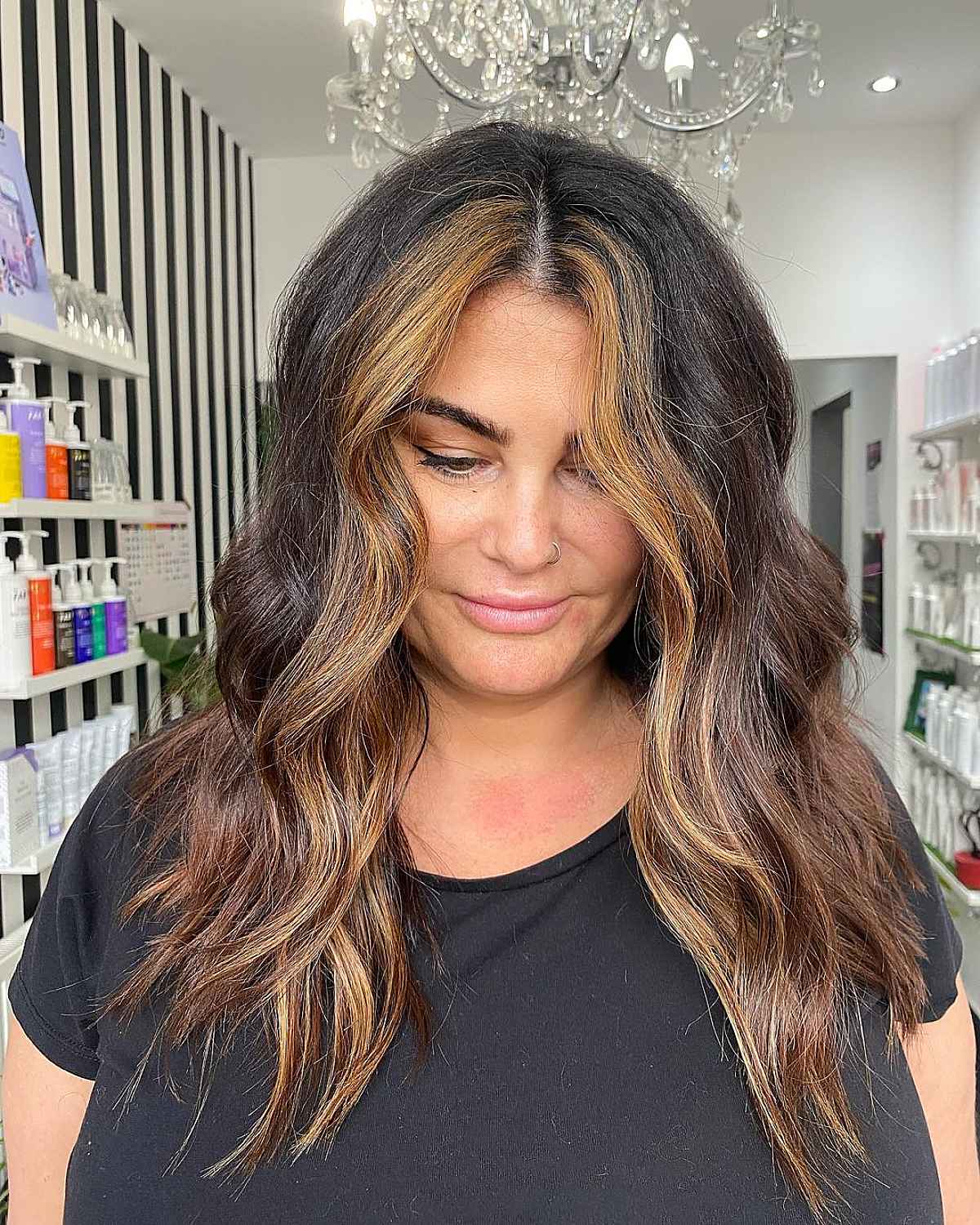 hairstyle for women over fifty with long hair