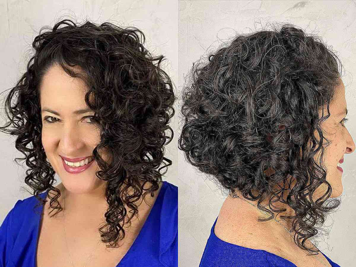 inverted curly bob without bangs for 50 year olds