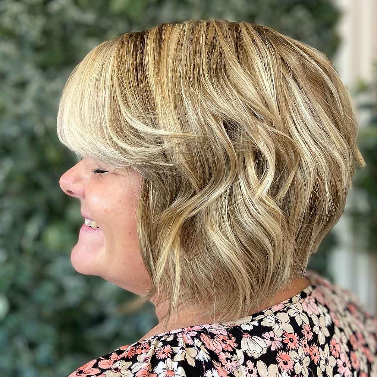 layered bob for ladies in their fifties and overweight