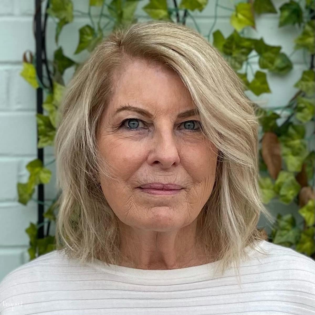 layered long bob for women over 50 years old