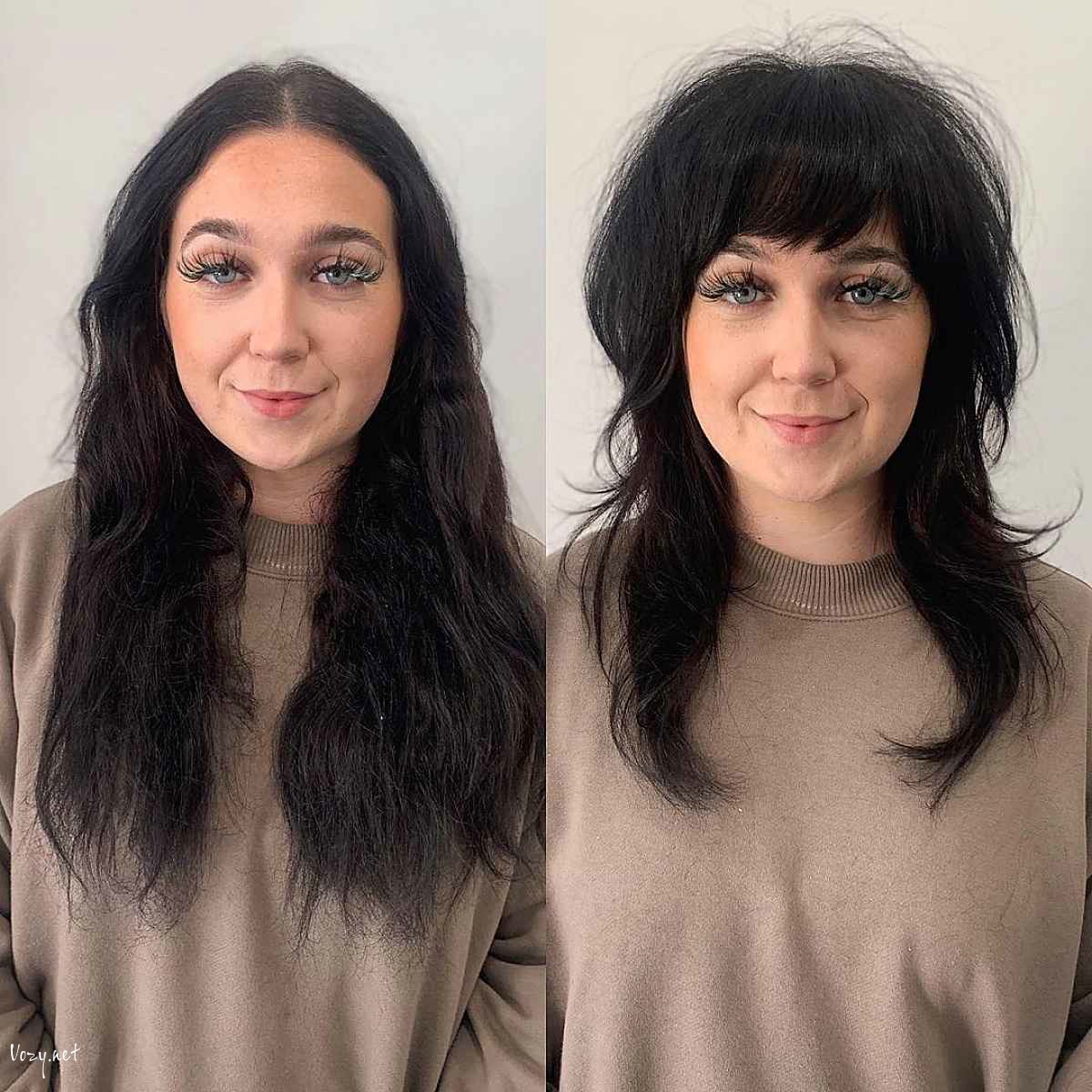 layered wolf cut with bangs