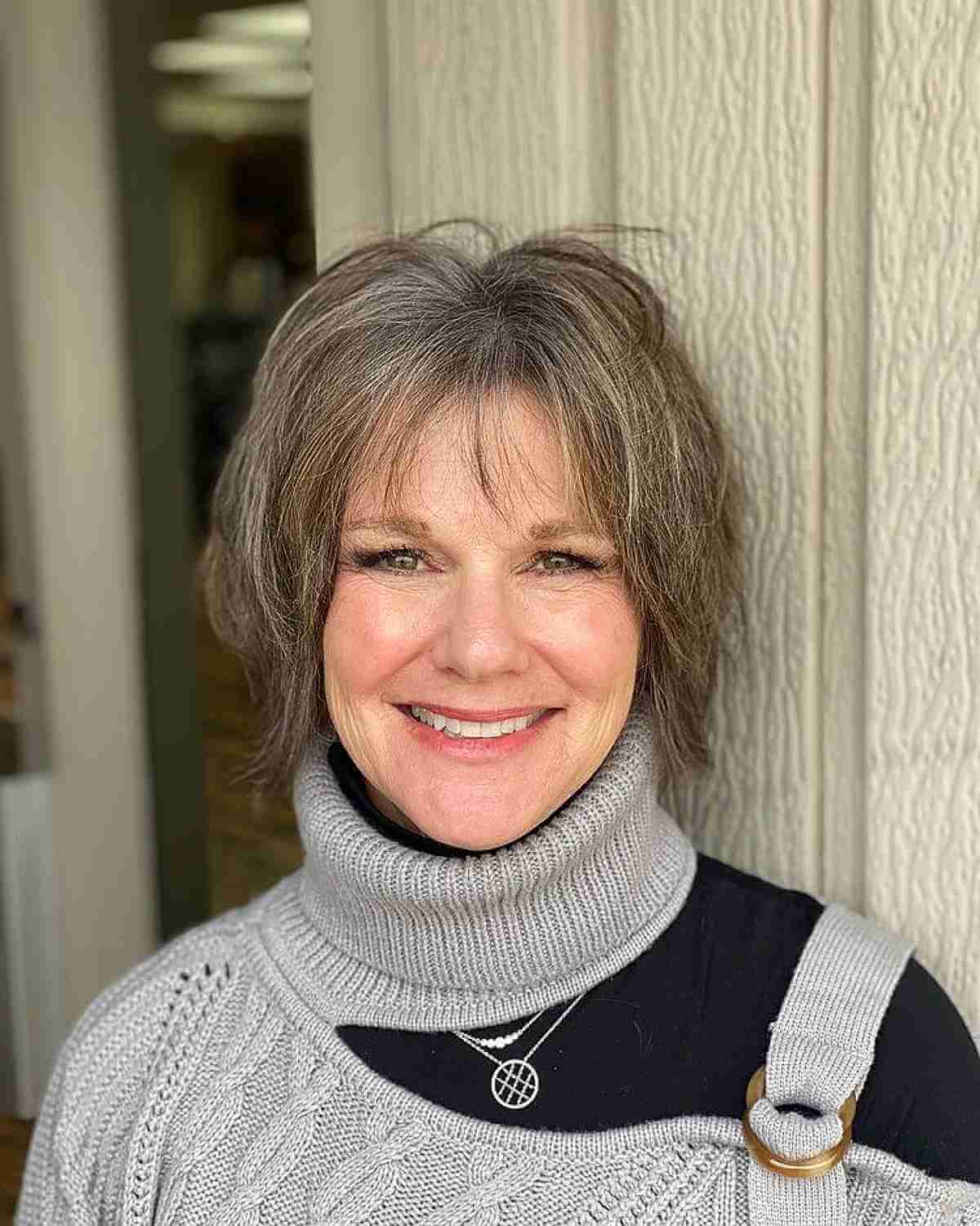 long bixie with wispy bangs for 50 year olds